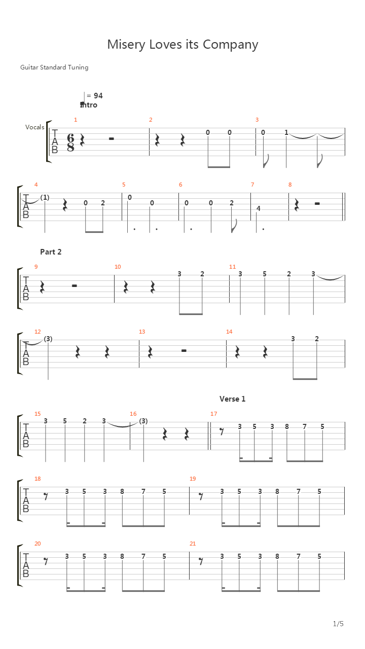 Misery Loves Its Company吉他谱