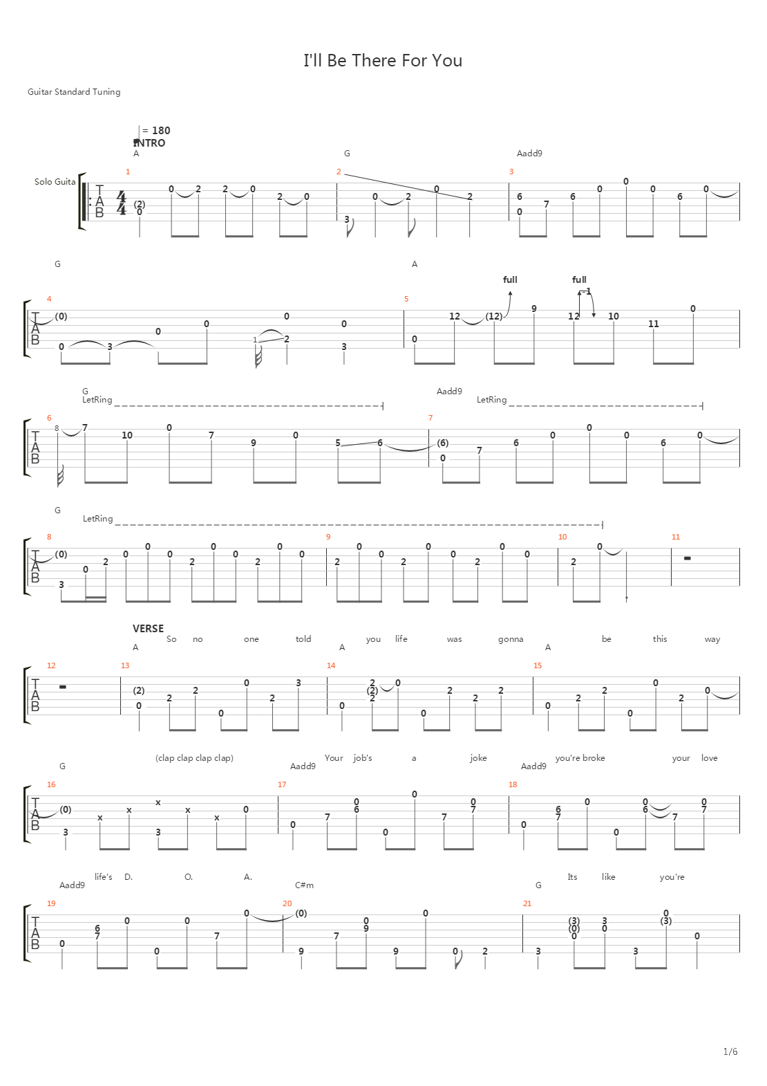 Ill Be There For You吉他谱