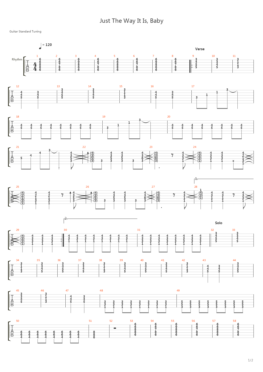 Just The Way It Is Baby吉他谱