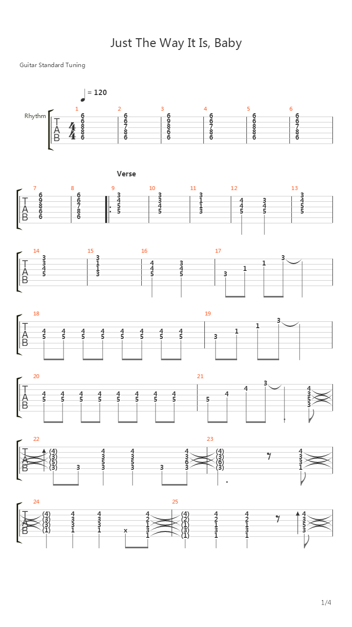 Just The Way It Is Baby吉他谱