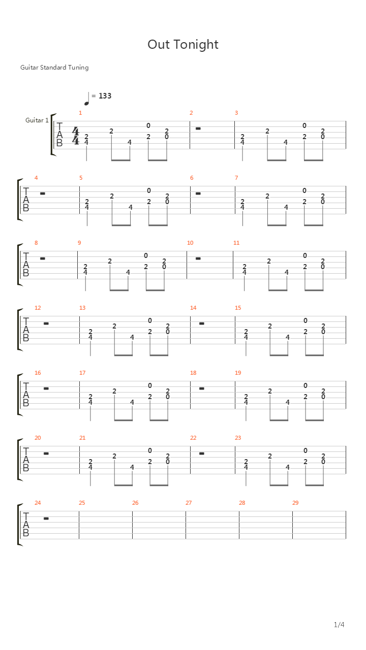 Rent(电影《吉屋出租》原声带) - Out Tonight吉他谱