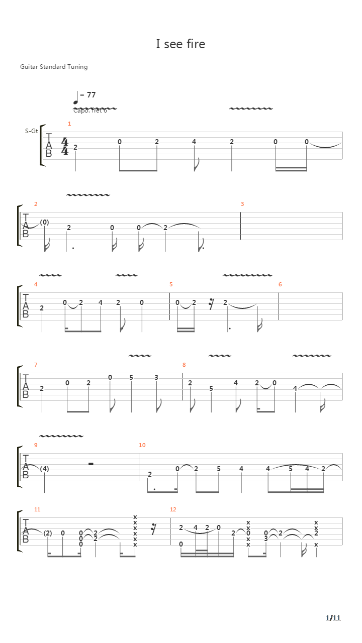 I See Fire (Fingerstyle)吉他谱