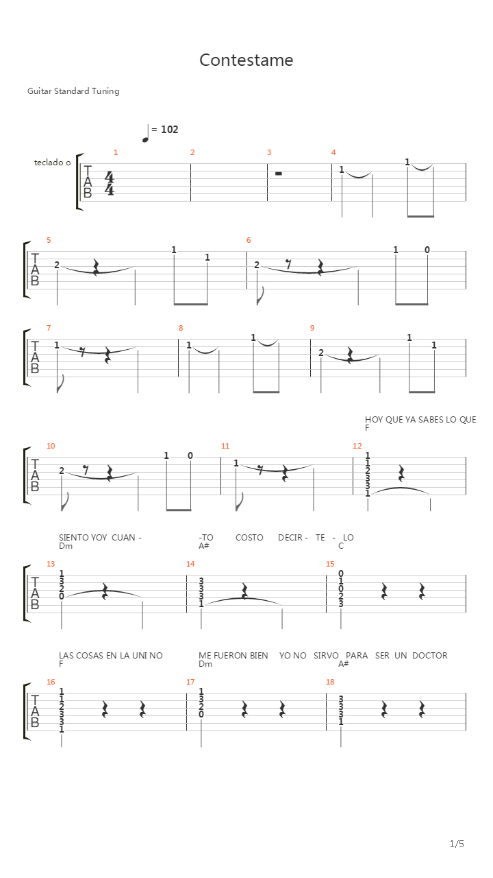 Contestame吉他谱