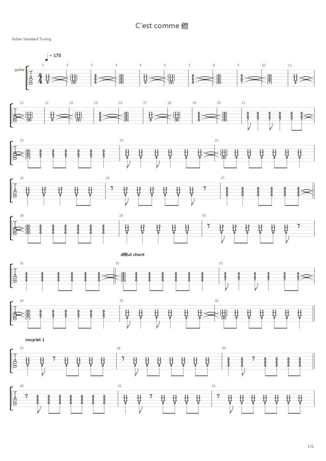 Cest Comme Ca吉他谱