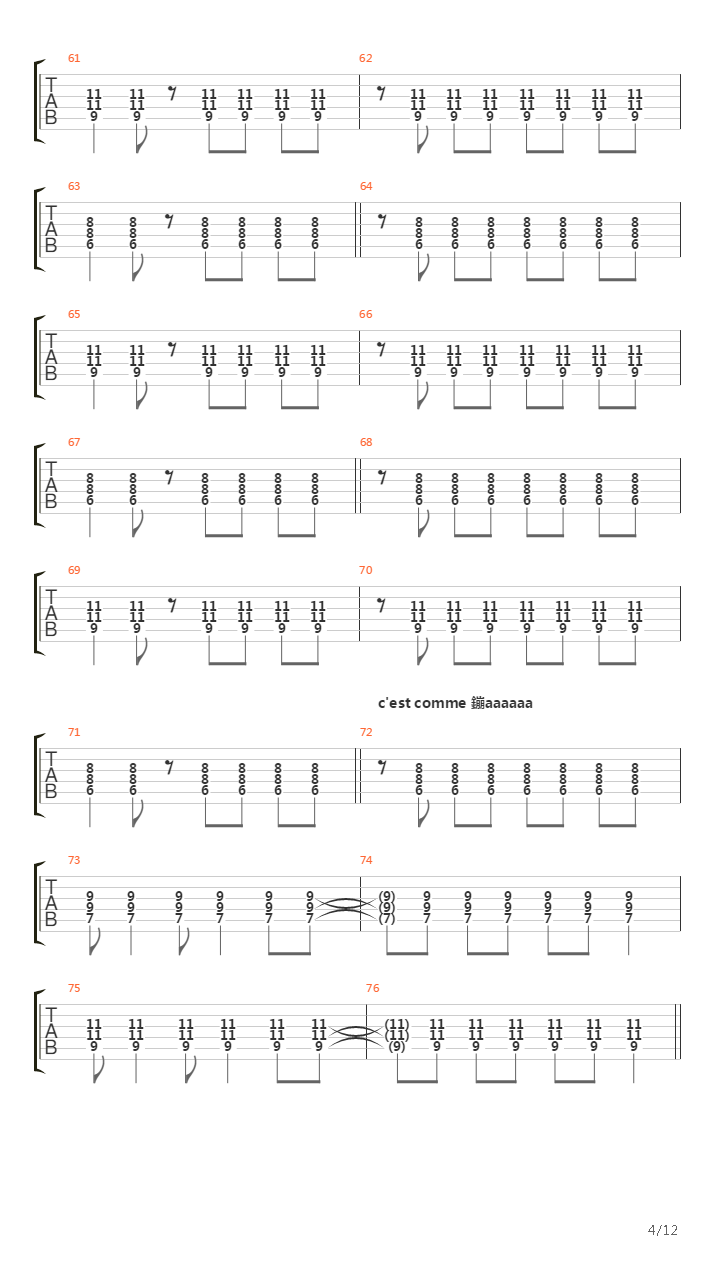 Cest Comme Ca吉他谱