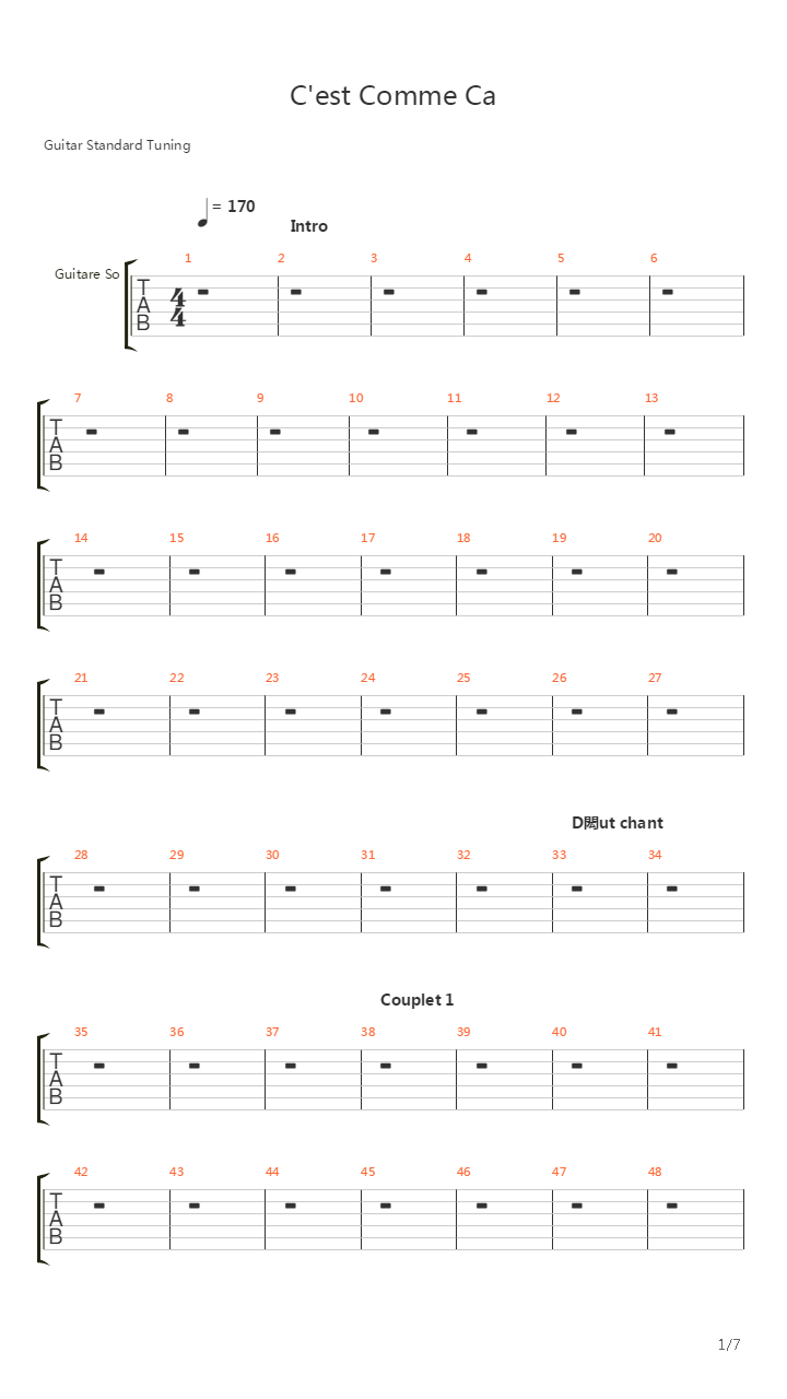 Cest Comme Ca吉他谱