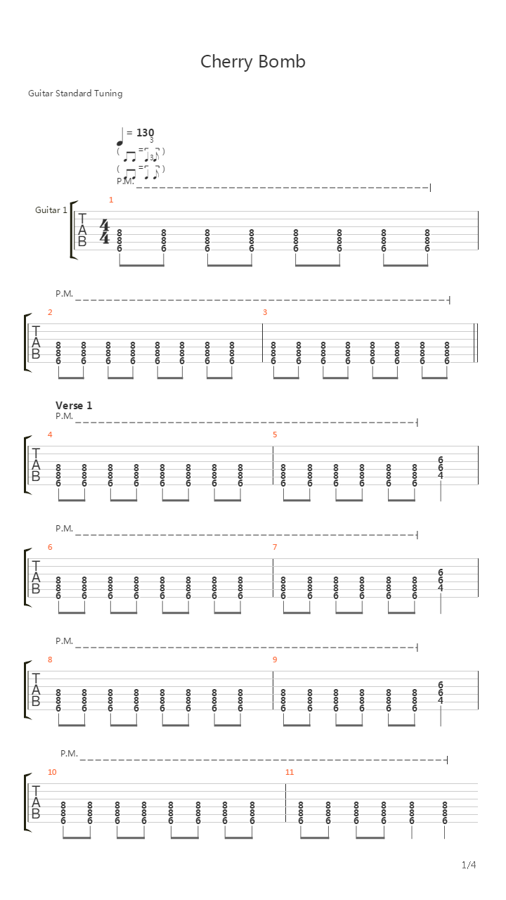 Cherry Bomb吉他谱
