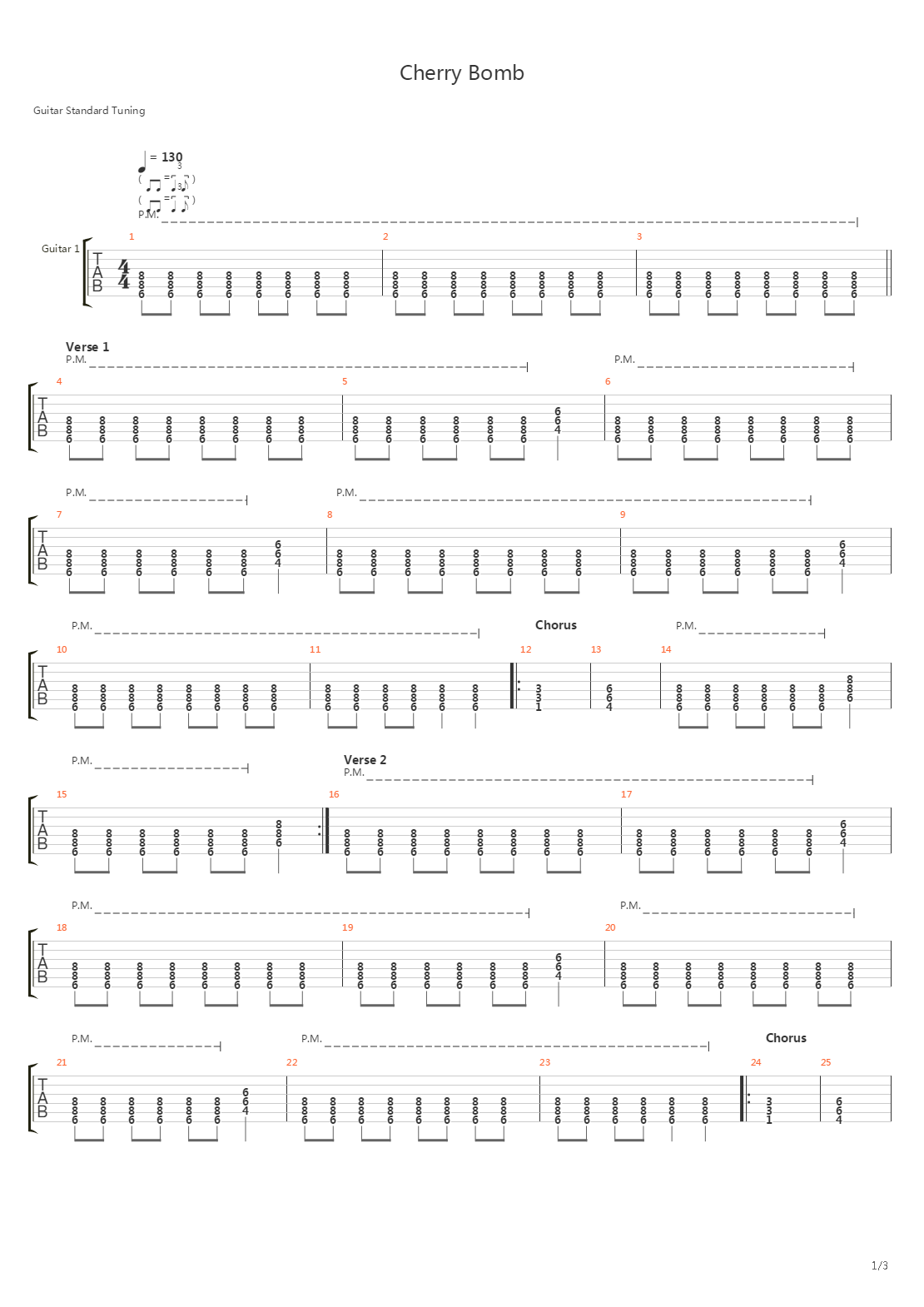 Cherry Bomb吉他谱