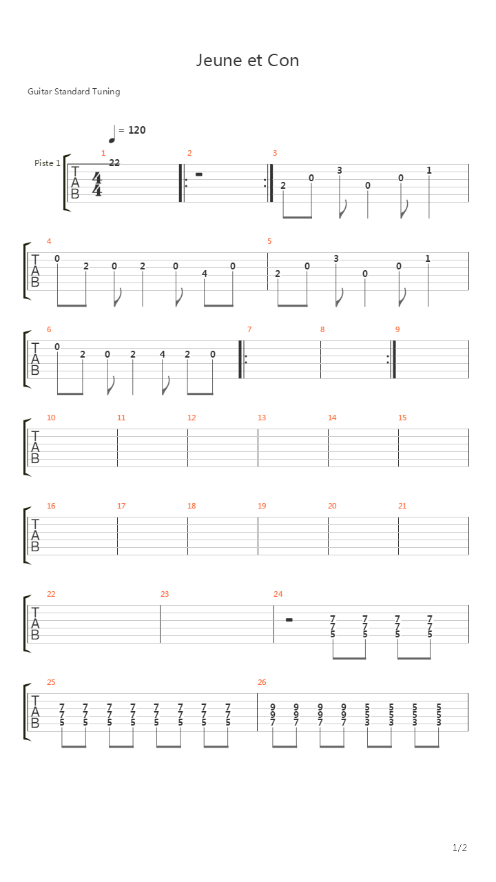 Jeune Et Con吉他谱