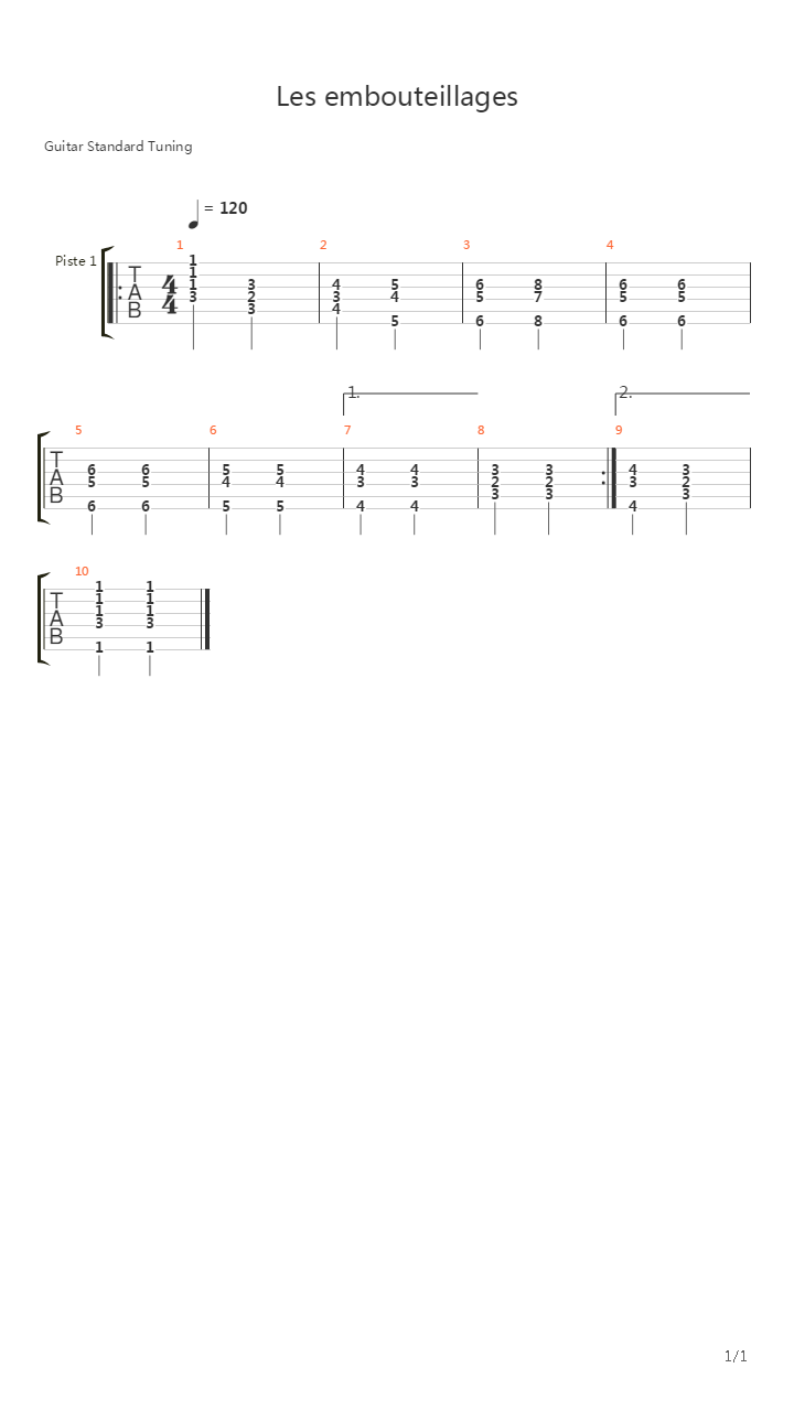 Les Embouteillages吉他谱