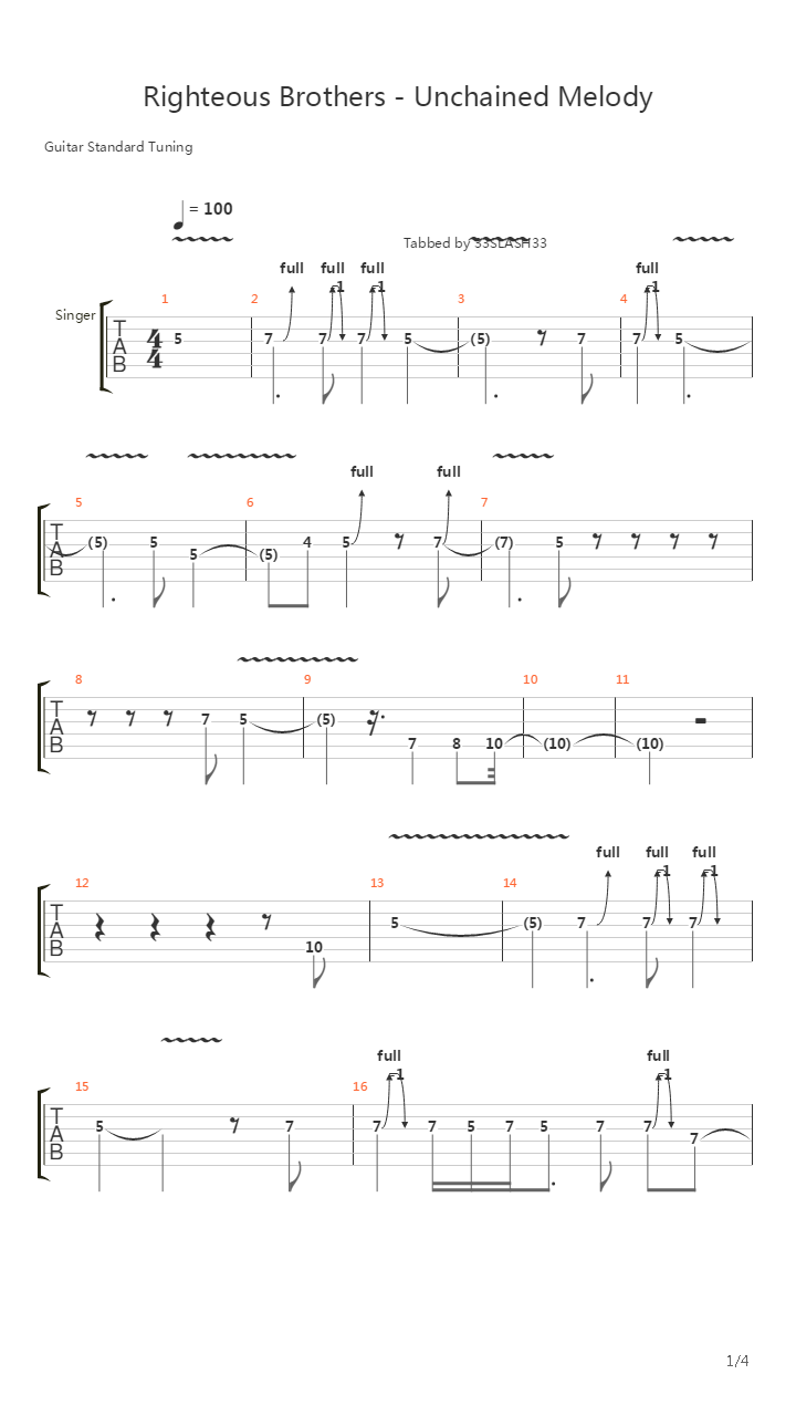 Unchained Melody(人鬼情未了)吉他谱