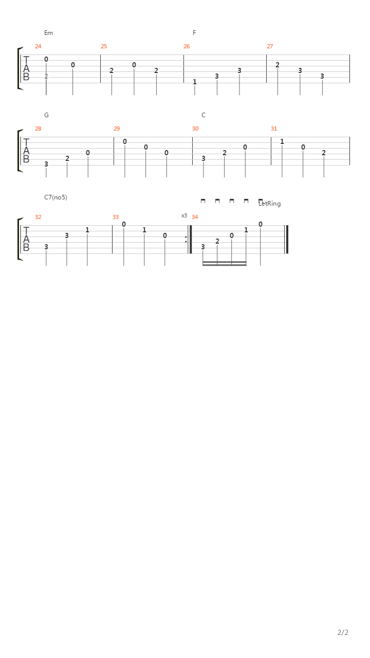 Unchained Melody(人鬼情未了)吉他谱