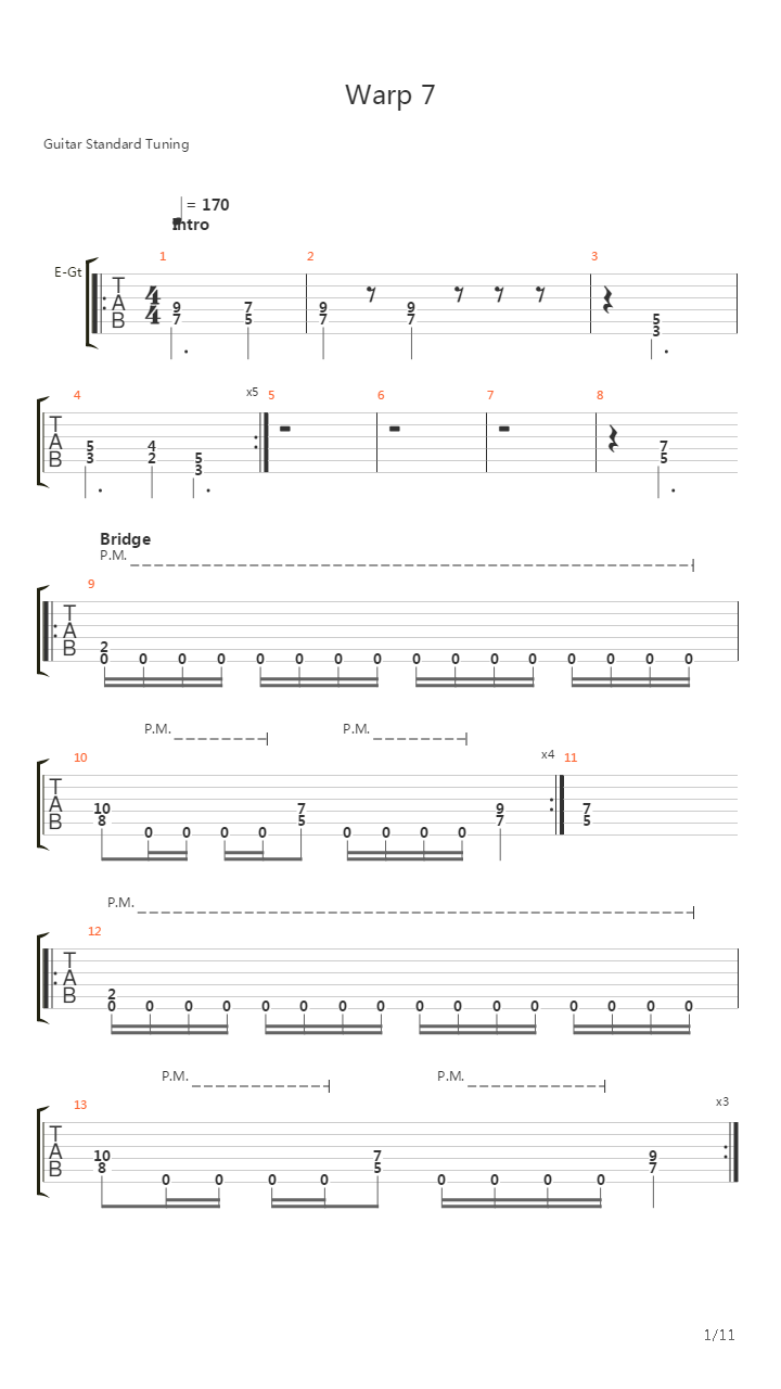 Warp 7吉他谱
