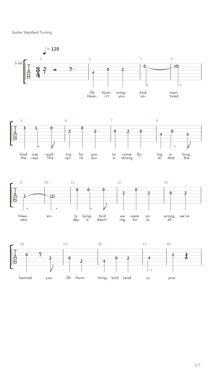 Hummingbird吉他谱