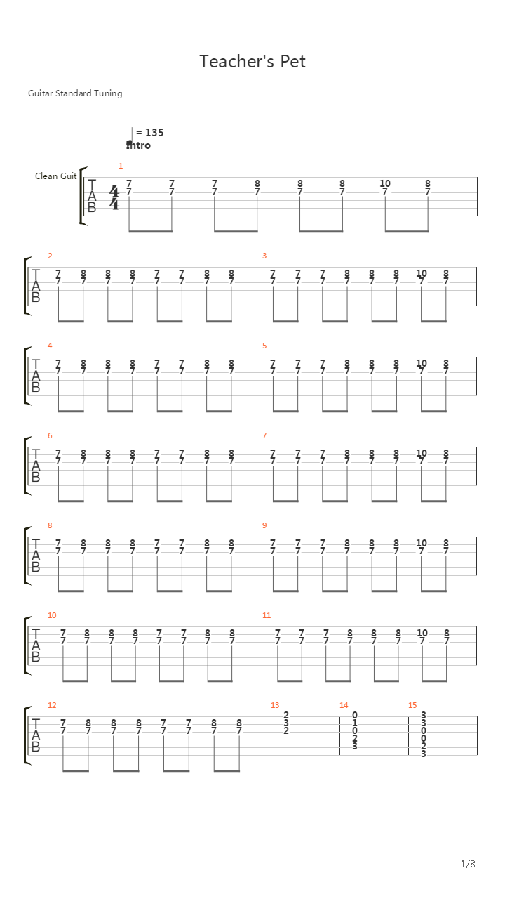 School Of Rock(摇滚校园) - Teachers Pet吉他谱