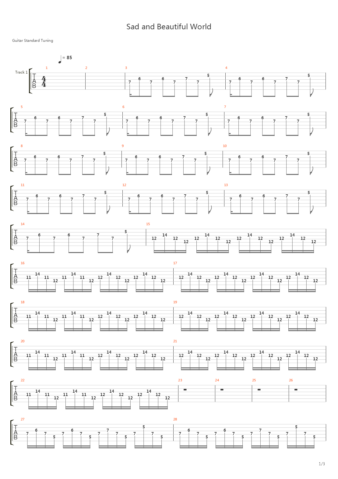 Sad and Beatiful World吉他谱
