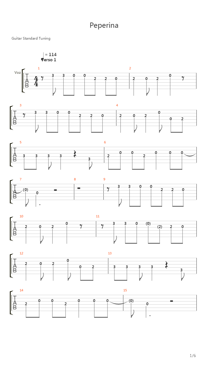 Peperina吉他谱