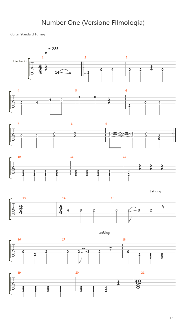 Number One吉他谱