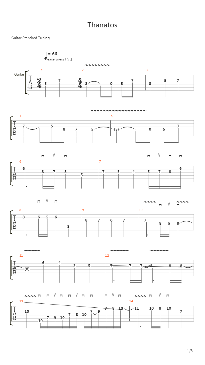 Thanatos吉他谱