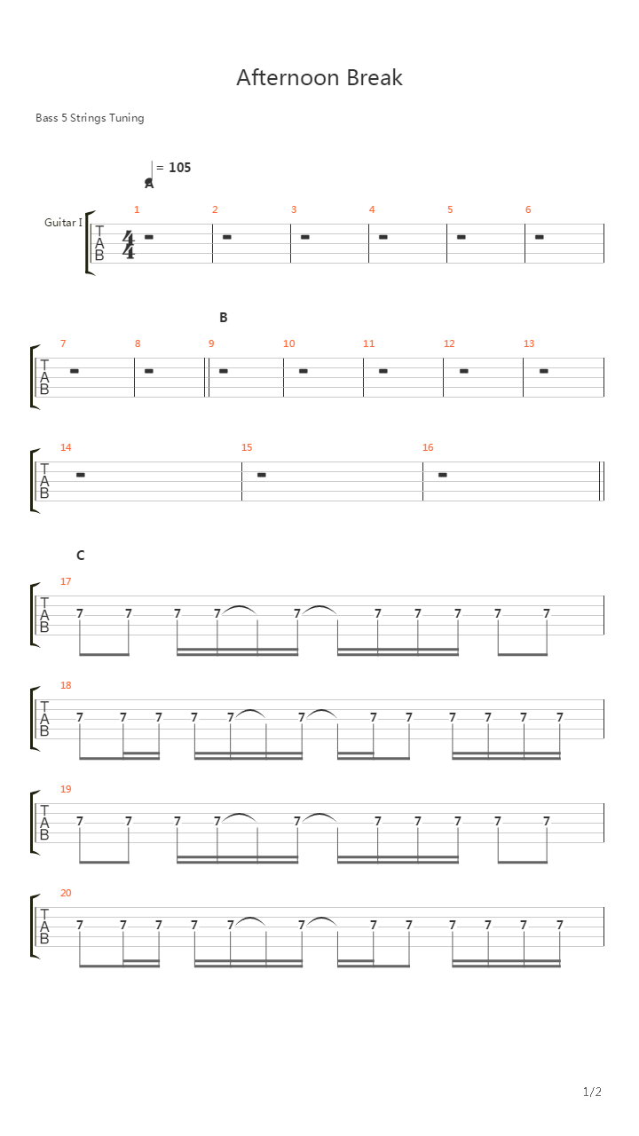Afternoon Break吉他谱