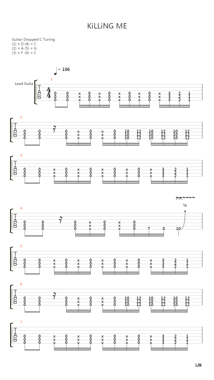 Killing Me吉他谱