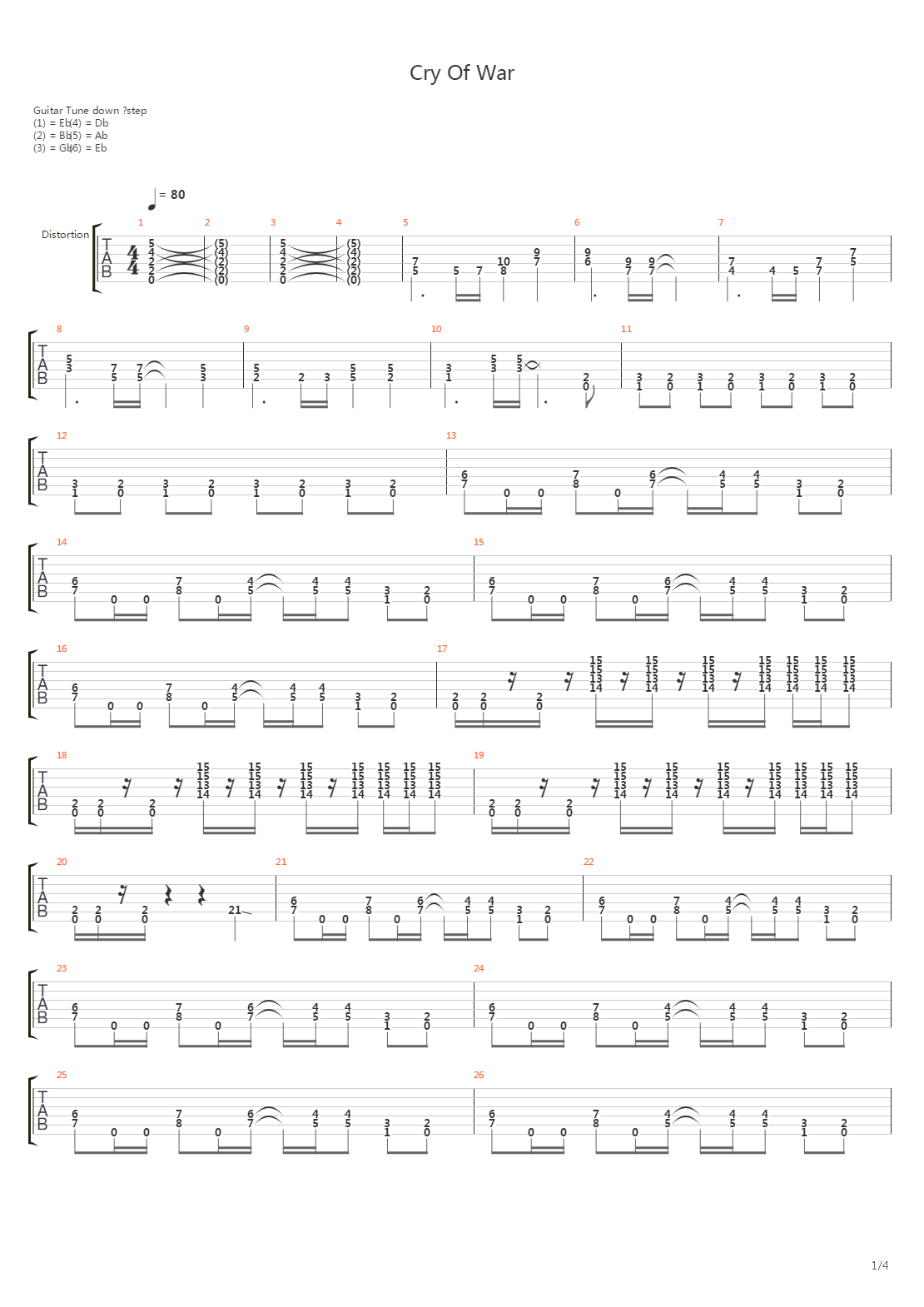Cry Of War吉他谱