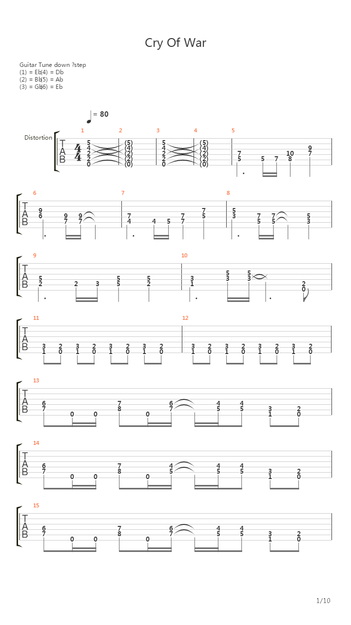 Cry Of War吉他谱