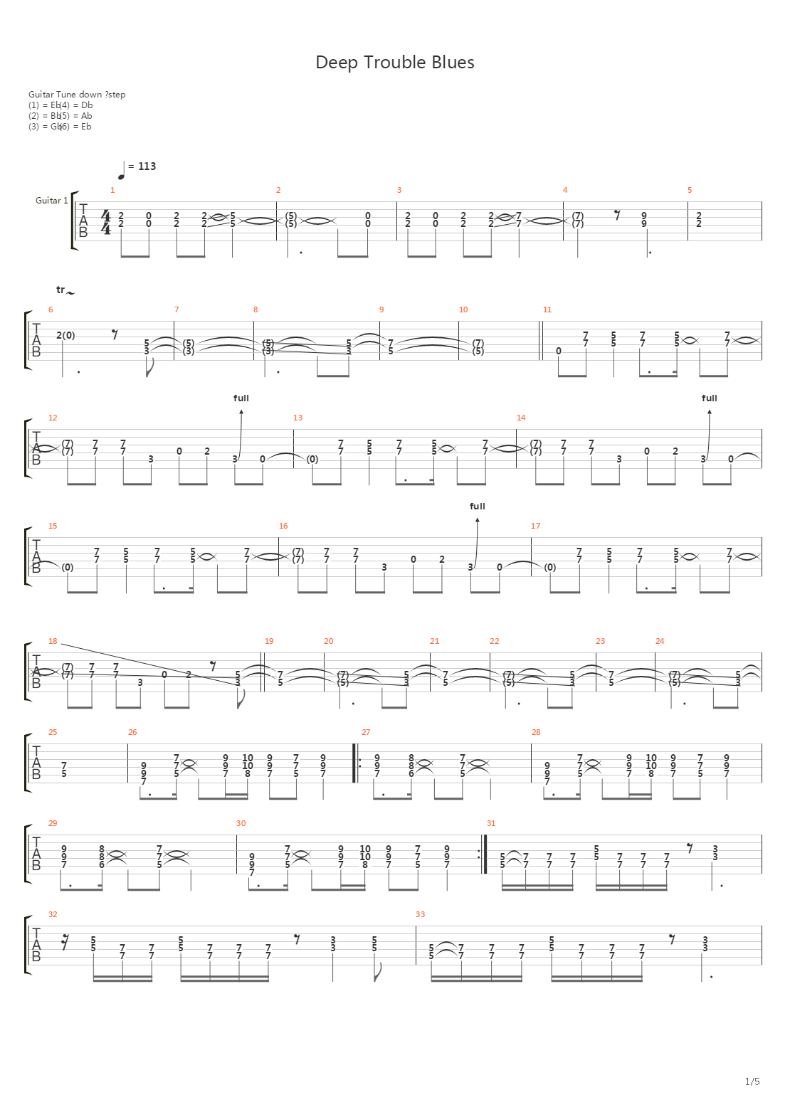 Deep Trouble Blues吉他谱