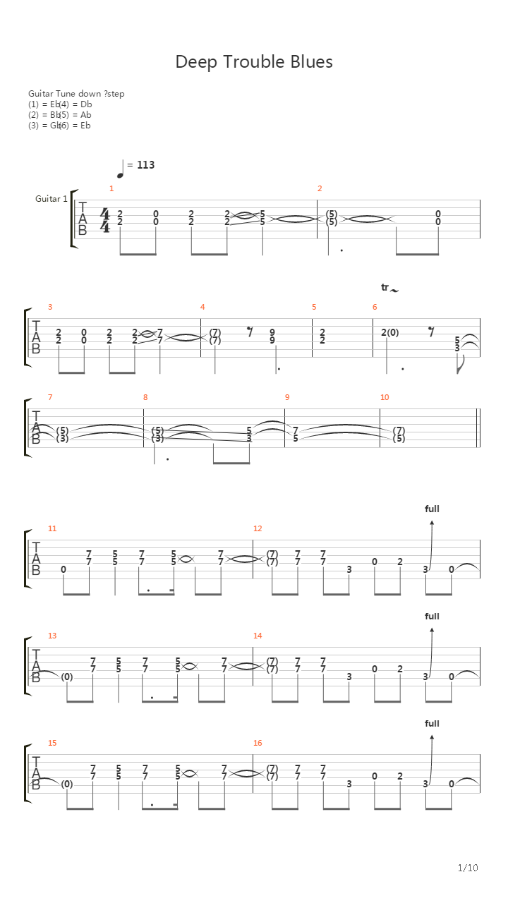 Deep Trouble Blues吉他谱
