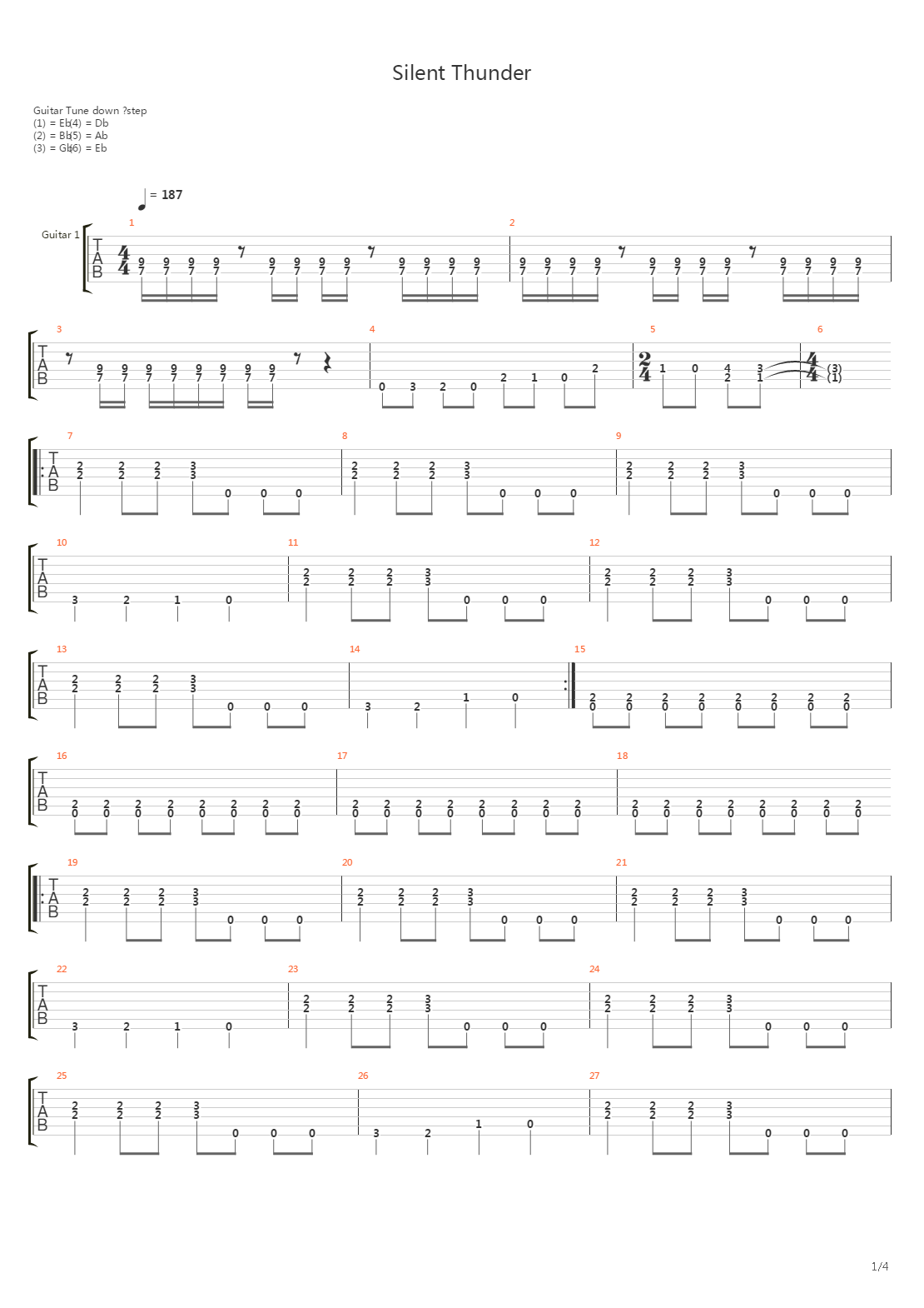 Silent Thunder吉他谱