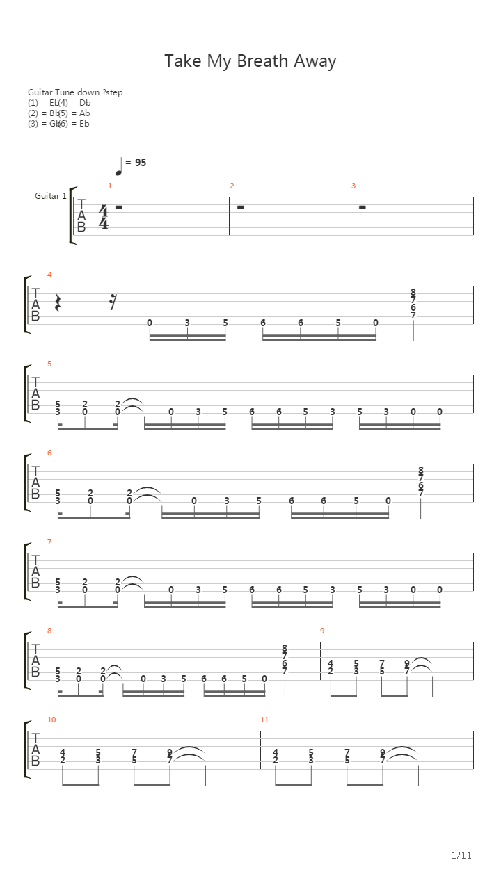 Take My Breath Away吉他谱