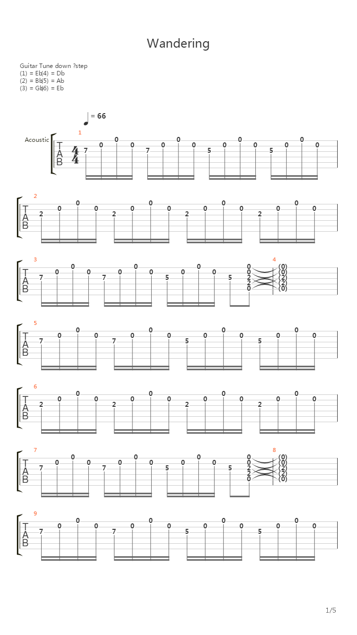 Wandering吉他谱