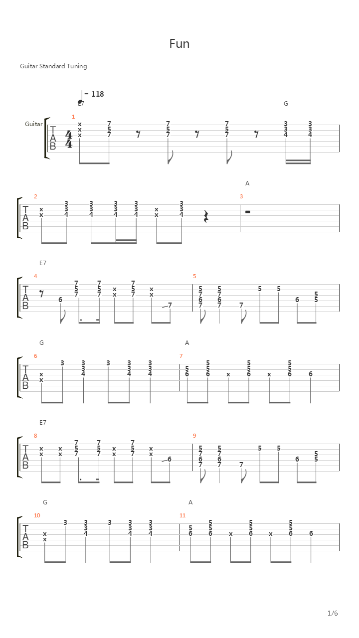 Fun吉他谱