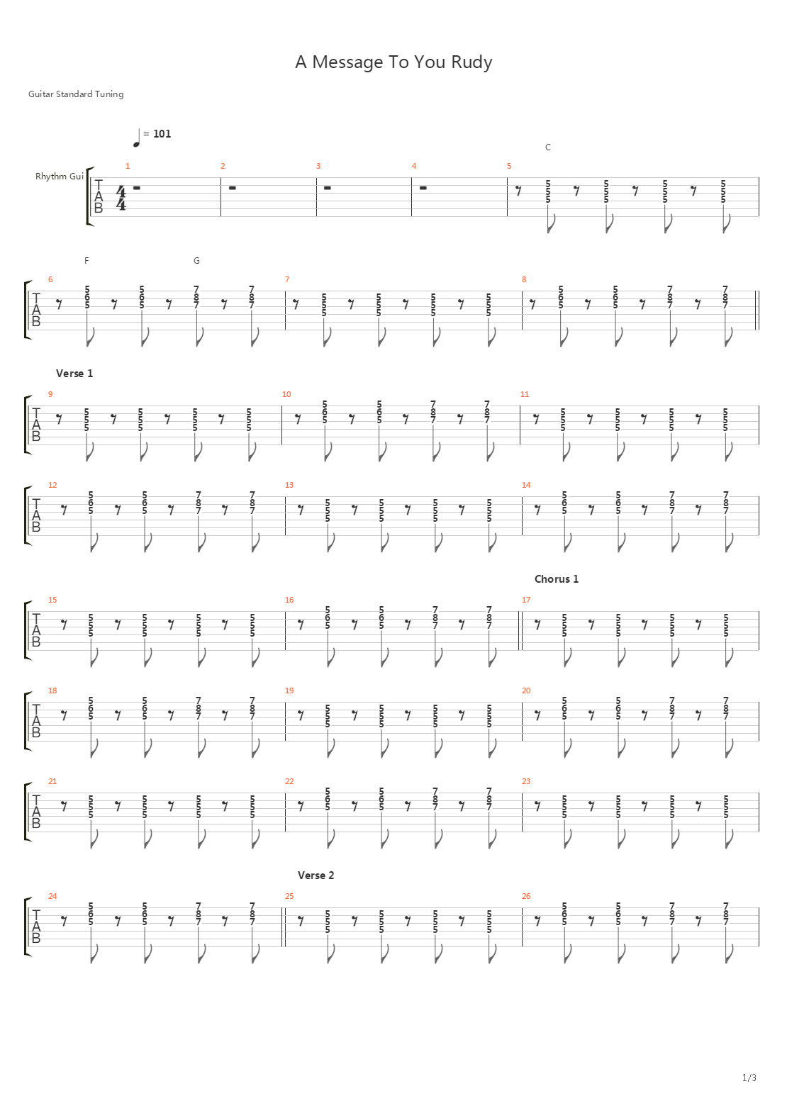 A Message To You Rudy吉他谱