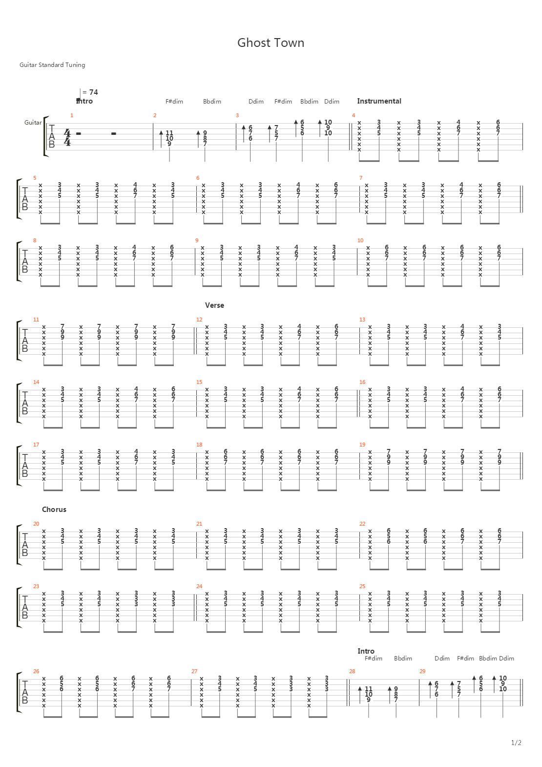Ghost Town吉他谱