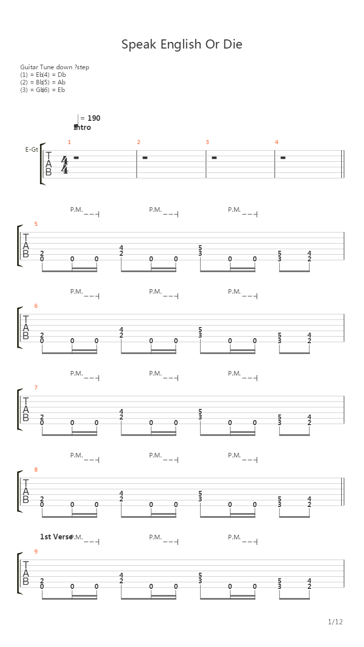 Speak English Or Die吉他谱