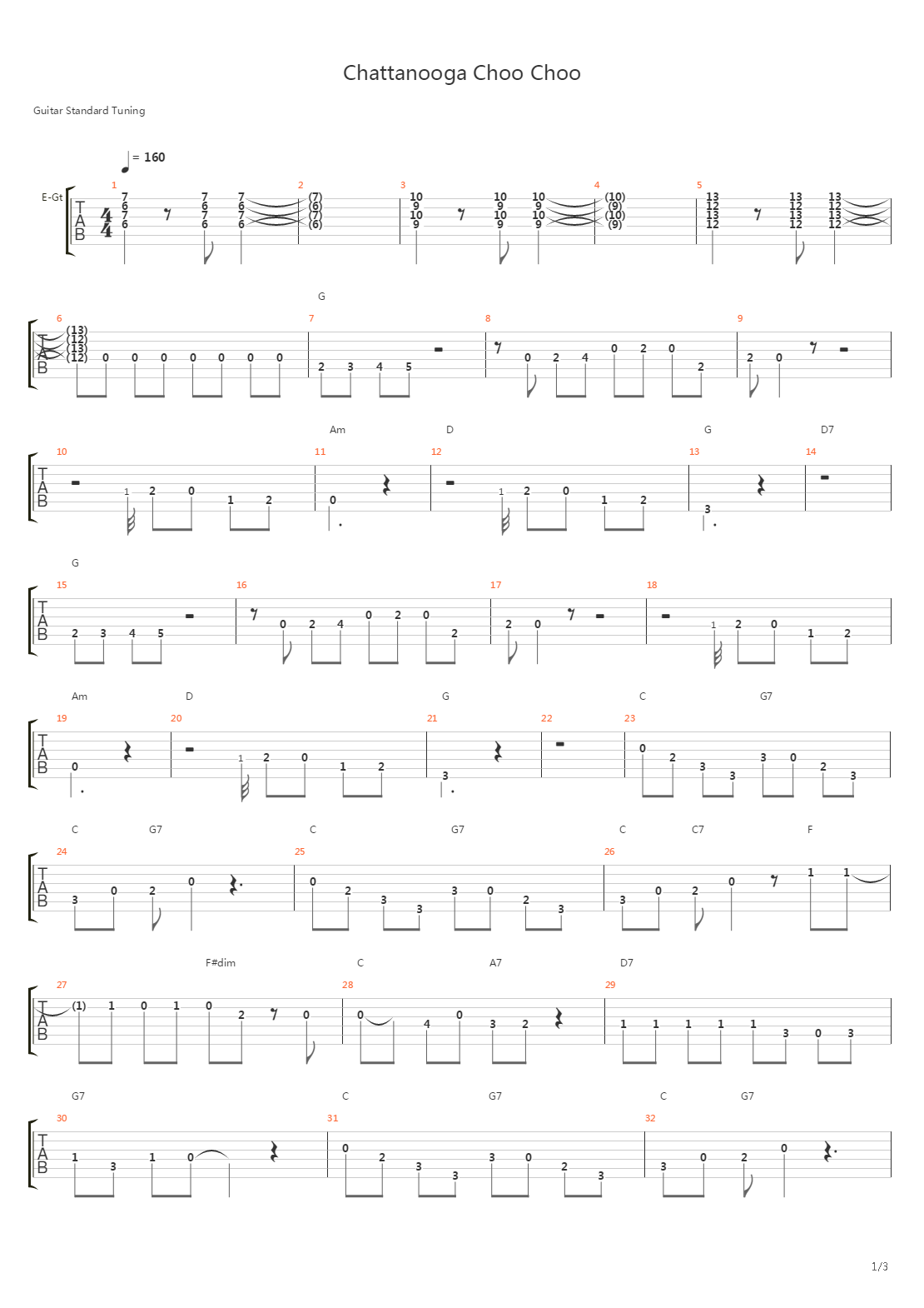 Chattanooga Choo Choo吉他谱