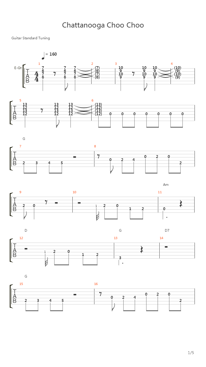 Chattanooga Choo Choo吉他谱