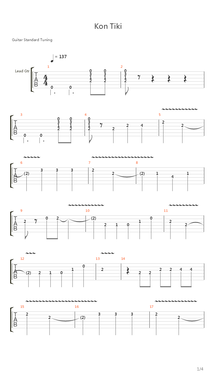 Kon Tiki吉他谱