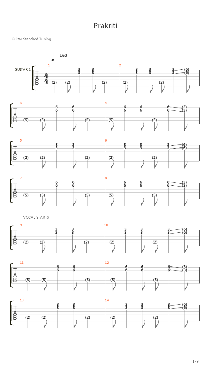 Prakriti吉他谱