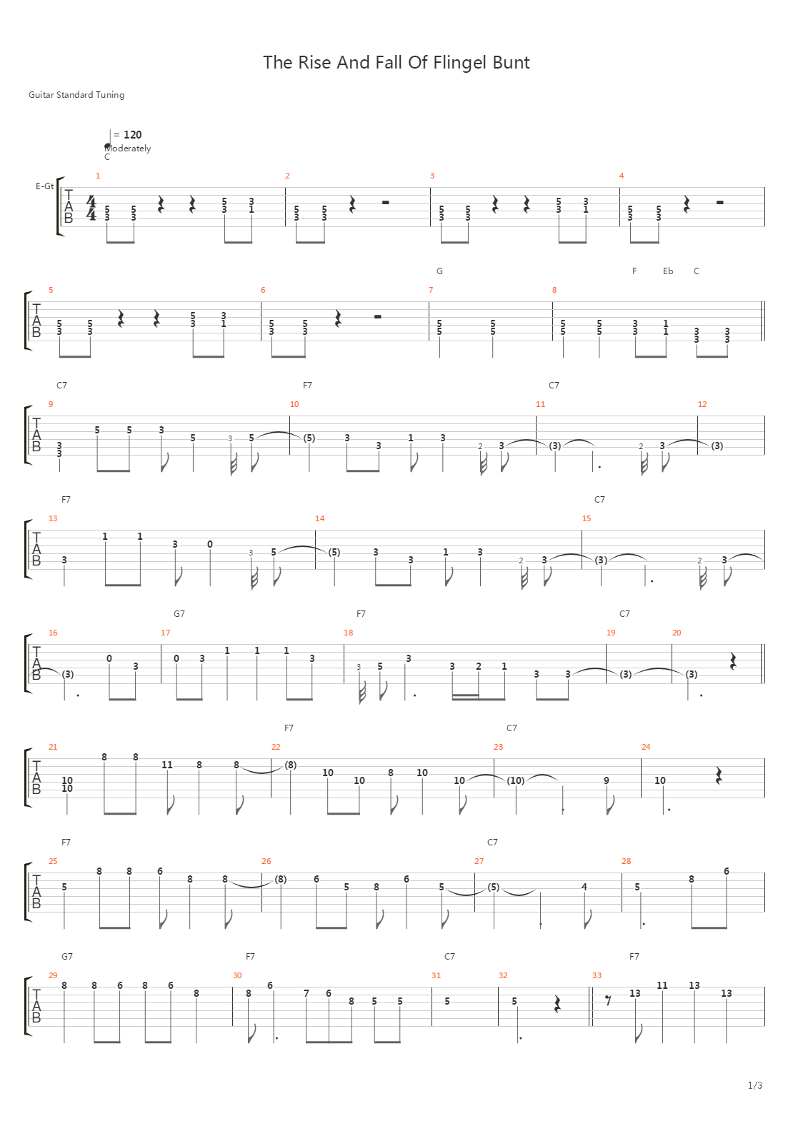 The Rise And Fall Of Flingel Bunt吉他谱