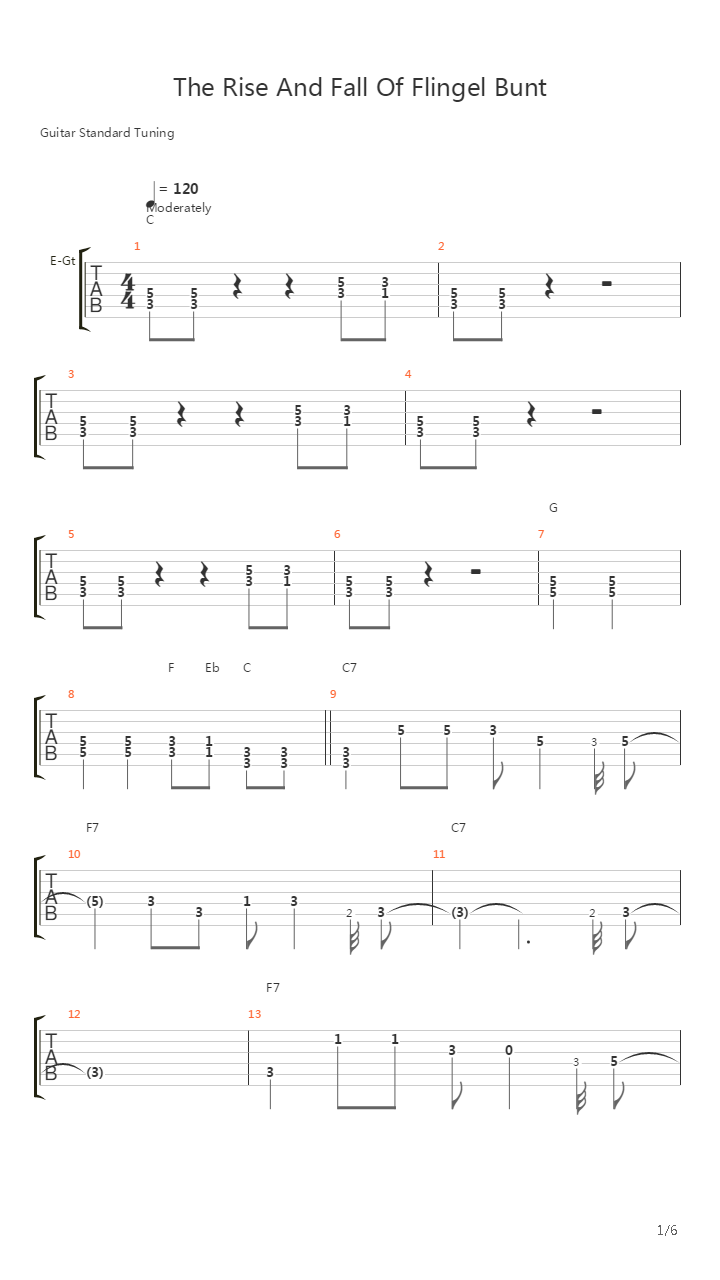 The Rise And Fall Of Flingel Bunt吉他谱