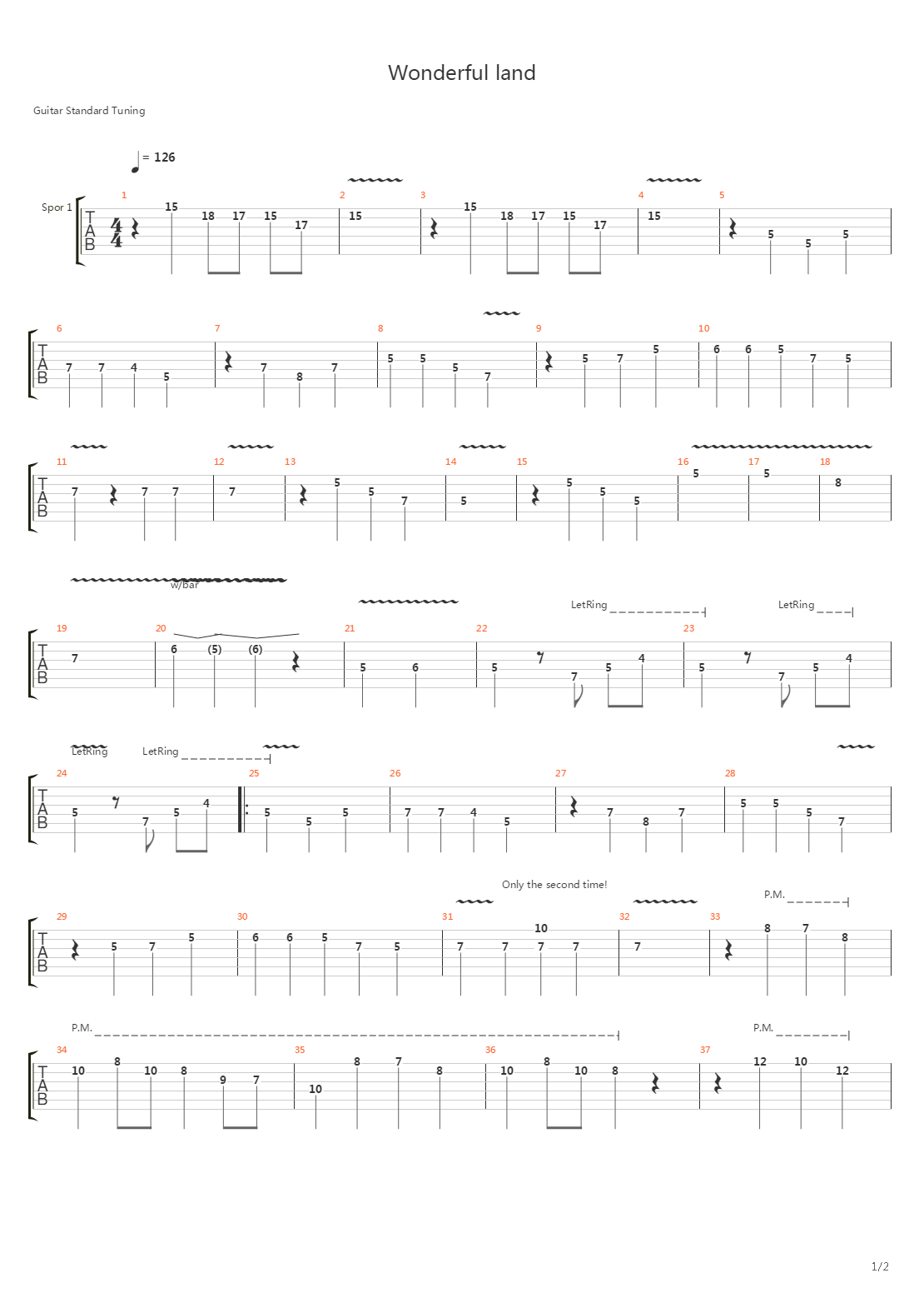 Wonderful Land吉他谱