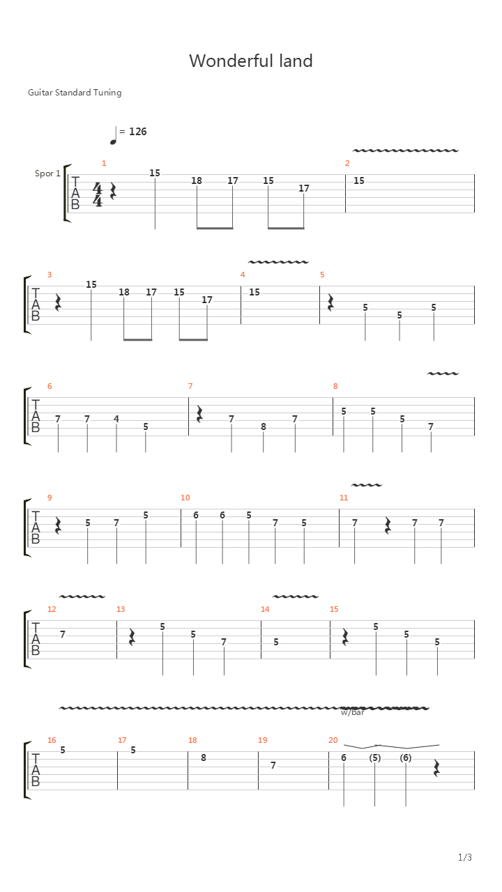 Wonderful Land吉他谱