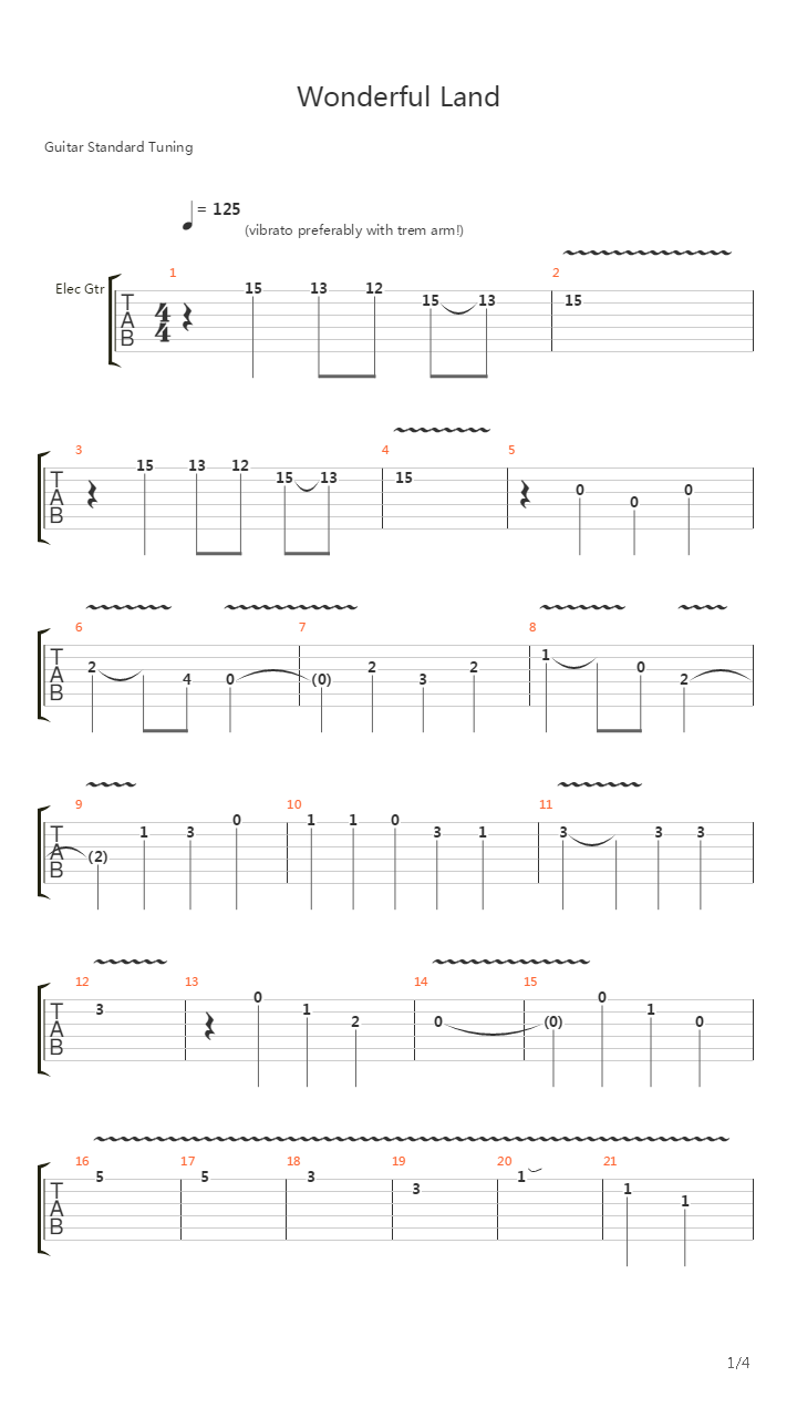 Wonderful Land吉他谱