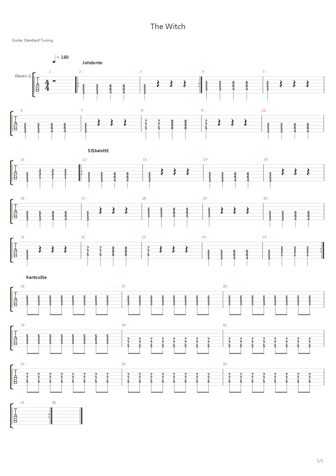 The Witch吉他谱