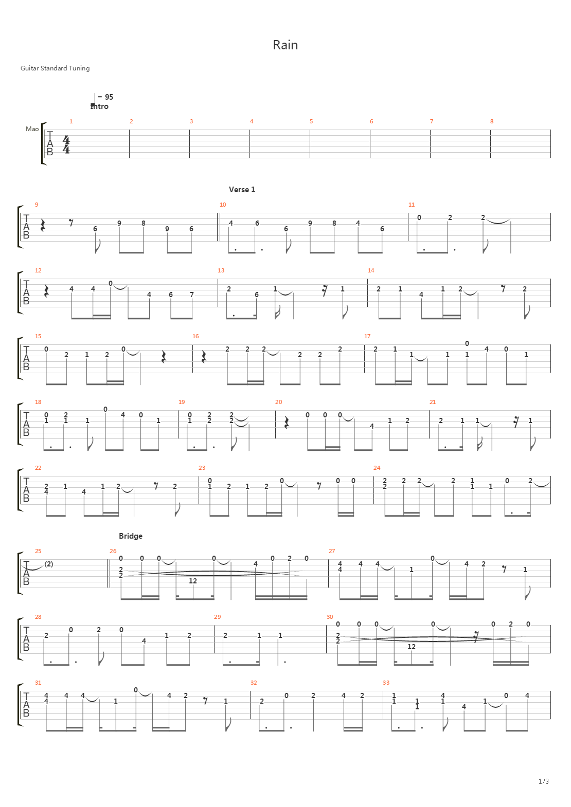 Rain吉他谱