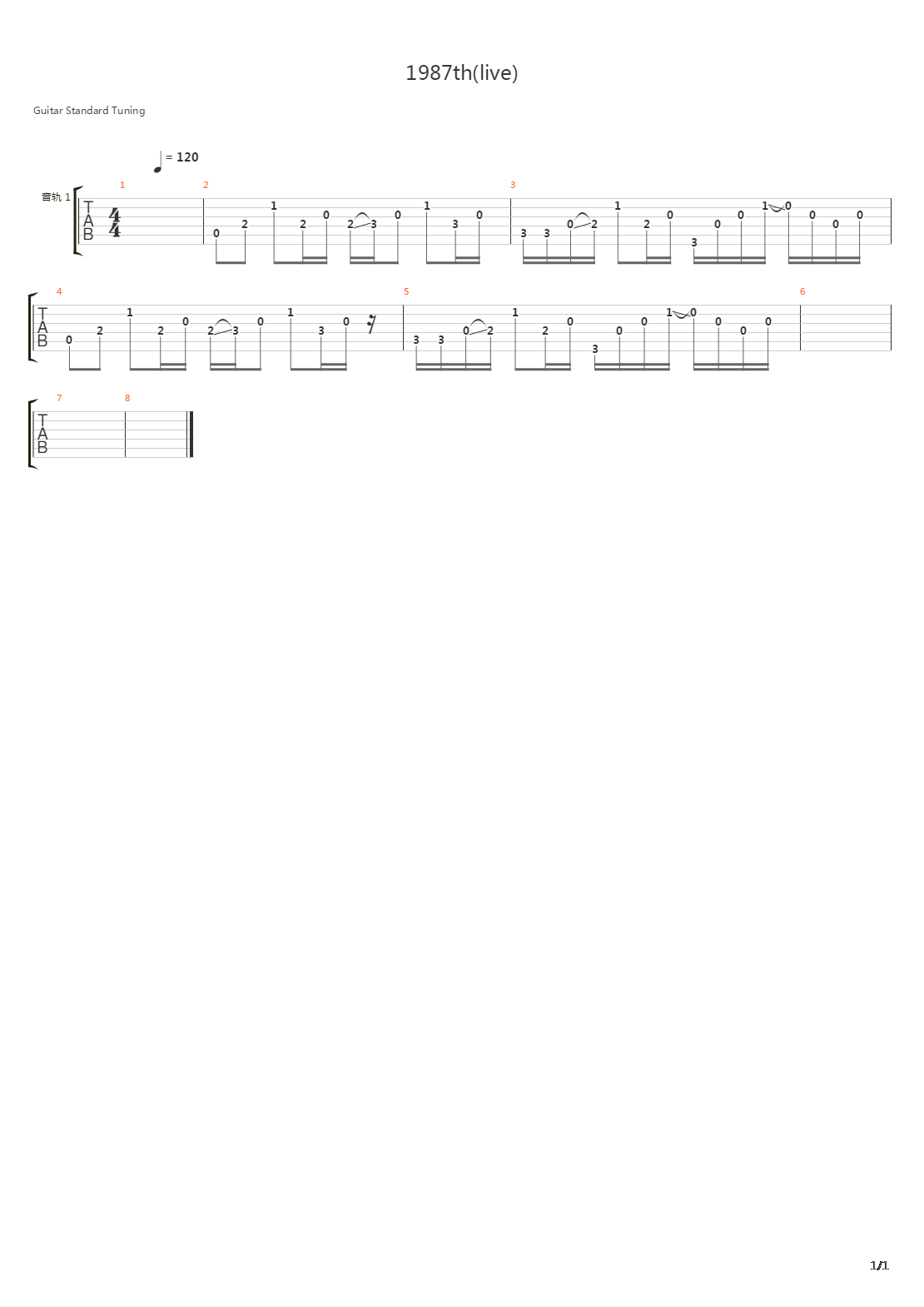 1987th（live）吉他谱