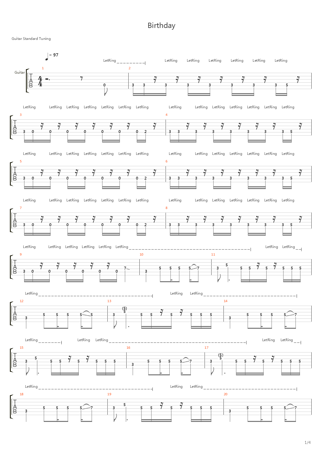 Birthday吉他谱