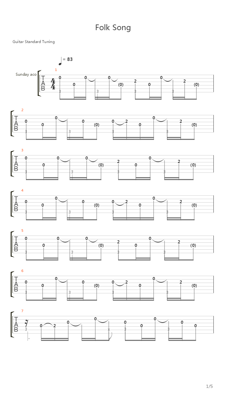 Folk Song吉他谱